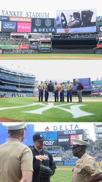 FWNY25: Retired Marine Colonel Throws First Pitch to Son at Yankees Game