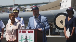 B-Roll: LA Fleet Week 2025: officials host press conference aboard USS Iowa