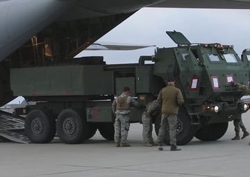 B-ROLL: Marines Fire High Mobility Artillery Rocket System (HIMARS) in Visby, Sweden