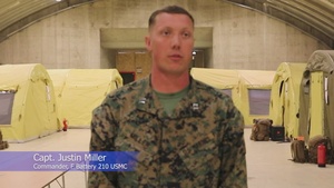 Marine Corps Capt. Justin Miller describes Fox Battery 210's role in conducting High Mobility Artillery Rocket System (HIMARS) testing.