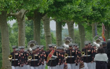 1st Marine Division Band performs during Aisne-Marne Belleau Wood Ceremony