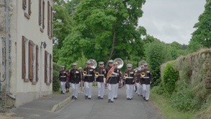 U.S. Marines visit the Devil Dog Fountain after Aisne-Marne Belleau Wood Ceremony