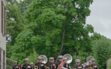 U.S. Marines visit the Devil Dog Fountain after Aisne-Marne Belleau Wood Ceremony