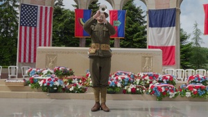 U.S. Marine bugler in WWI uniform B-roll