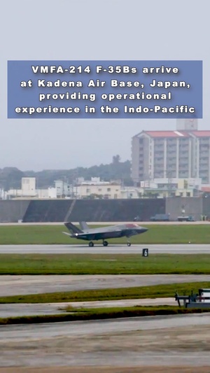 Marine Fighter Attack Squadron (VMFA) 214 F-35Bs arrive at Kadena Air Base, Japan