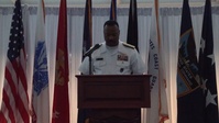 USSOUTHCOM Commander Admiral Alvin Holsey gives remarks at The Port of Miami