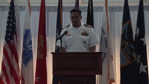 Continuing Promise 2025 Commander Captain Ryan Kendall provides remarks at The Port of Miami