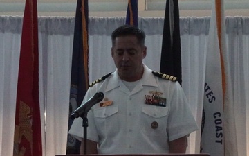 Continuing Promise 2025 Commander Captain Ryan Kendall provides remarks at The Port of Miami