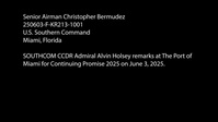 USSOUTHCOM Commander Admiral Alvin Holsey gives remarks at The Port of Miami
