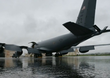 U.S. Navy, 909th ARS perform night training over the Pacific (B-Roll)