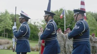 B-Roll: 173rd Airborne Brigade Paratroopers Honor Fallen WWII Soldiers at C-47 Memorial in Picauville, France