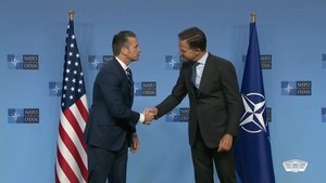 Hegseth, NATO Secretary General Speak at Defense Ministers Meeting