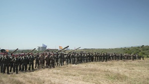B-Roll US and multinational soldiers come together for a photo
