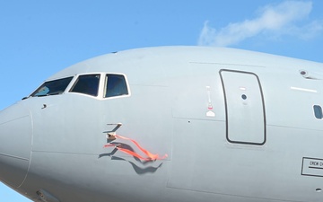 Spouse flight and KC-46 static b-roll