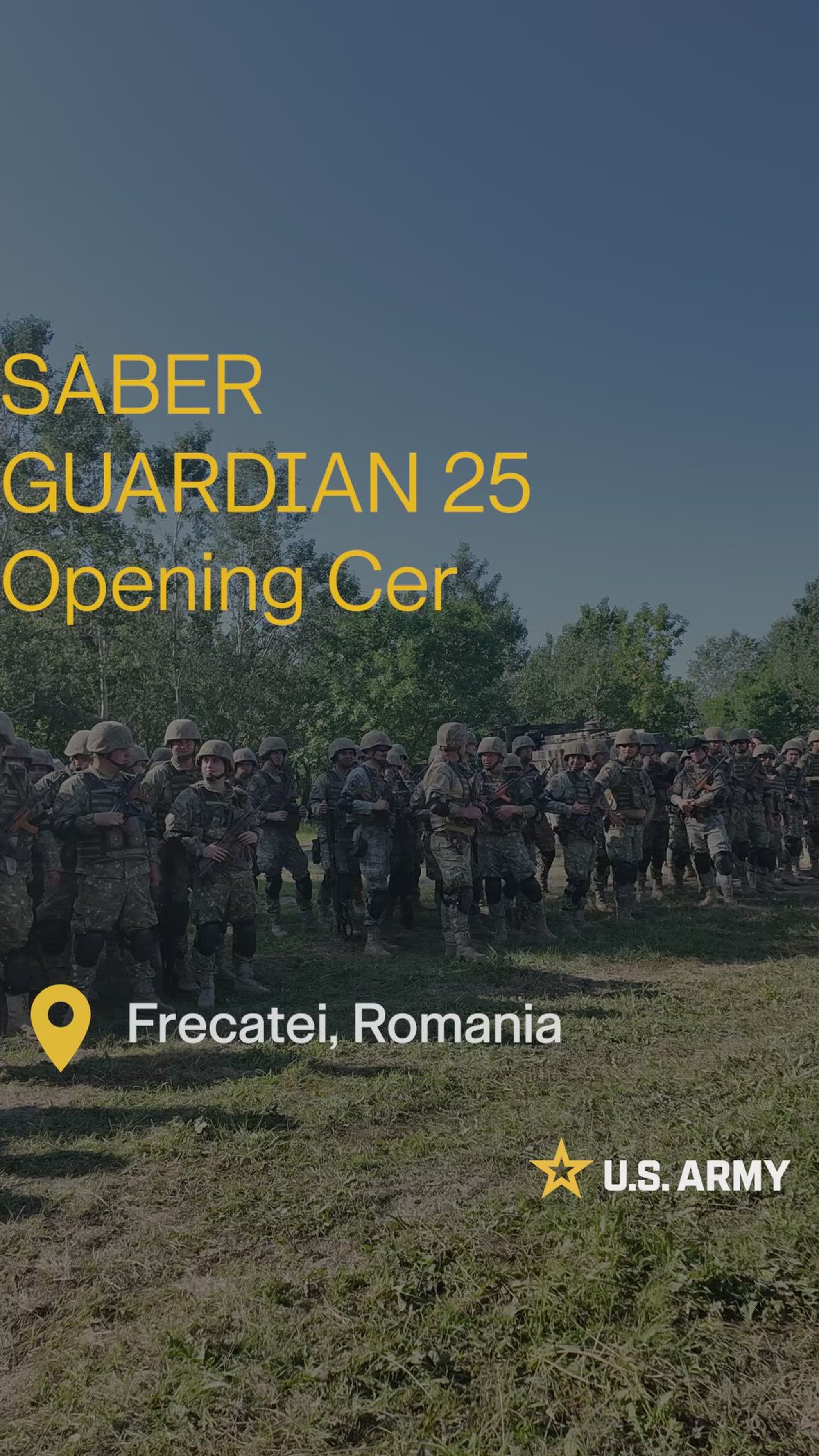 U.S. Army Maj Tony Palocaren  assigned to 809th Multi Role Bridge Company, 7th Engineer Brigade, 21st Theater Sustainment Command, explains the significance of Saber Guardian 25 and working with NATO Allies during the opening ceremonies for Saber Guardian 25 in Frecatei, Romania, June 9, 2025. Saber Guardian 25 is an exercise co-led by the Romanian Joint Force Command and U.S. Army Europe that is designed to improve the integration of multinational combat forces and interoperability, enabling allies and forces to operate together, allowing them to communicate more effectively through shared procedures creating a lethal fighting force. (U.S. Army Video by Sgt. Kourtney Nunnery)

["One Earth" by Daniel Millidge is licensed under De Wolfe Music Library. To request a copy of the 5th Mobile Public Affairs Detachment’s music license please email team@dewolfemusic.com]