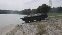 U.S. Soldiers Rehearse Wet Gap Crossing Procedures during Saber Guardian 25