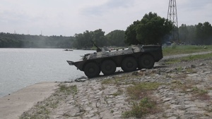 U.S. Soldiers Rehearse Wet Gap Crossing Procedures during Saber Guardian 25