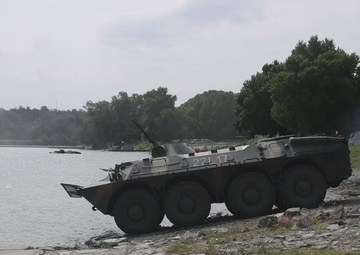 U.S. Soldiers Rehearse Wet Gap Crossing Procedures during Saber Guardian 25