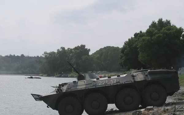U.S. Soldiers Rehearse Wet Gap Crossing Procedures during Saber Guardian 25