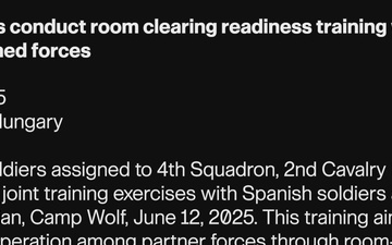 2CR Soldiers conduct room clearing readiness training with Spanish Armed forces
