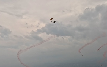 U.S. Army Parachute Team jumps for Army 250th Birthday Parade