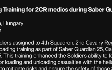 Hot Loading Training for 2CR medics during Saber Guardian 25