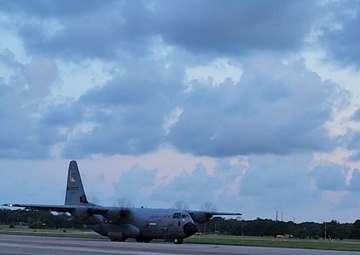 Hurricane Hunters taxi for takeoff