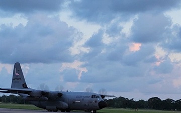 Hurricane Hunters takeoff for storm tasking