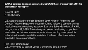 12CAB Soldiers conduct  simulated MEDEVAC hoist training with a UH-60 Black Hawk helicopter