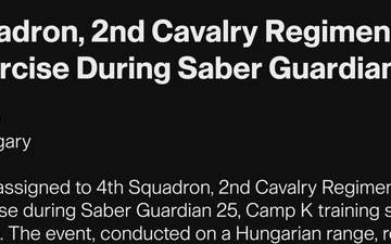 4th Squadron, 2nd Cavalry Regiment Live Fire Exercise During Saber Guardian 25