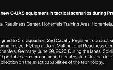 U.S. Army tests new C-UAS equipment in tactical scenarios during Project Flytrap