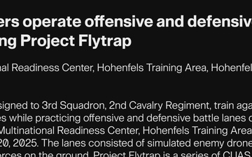 U.S. Soldiers operate offensive and defensive battle lanes during Project Flytrap