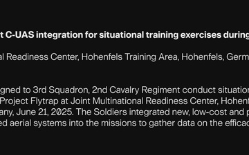 U.S. Soldiers test C-UAS integration for situational training exercises during Project Flytrap