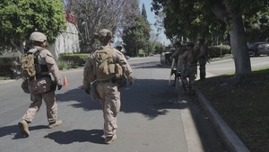 B-Roll: U.S. Marines guard federal building