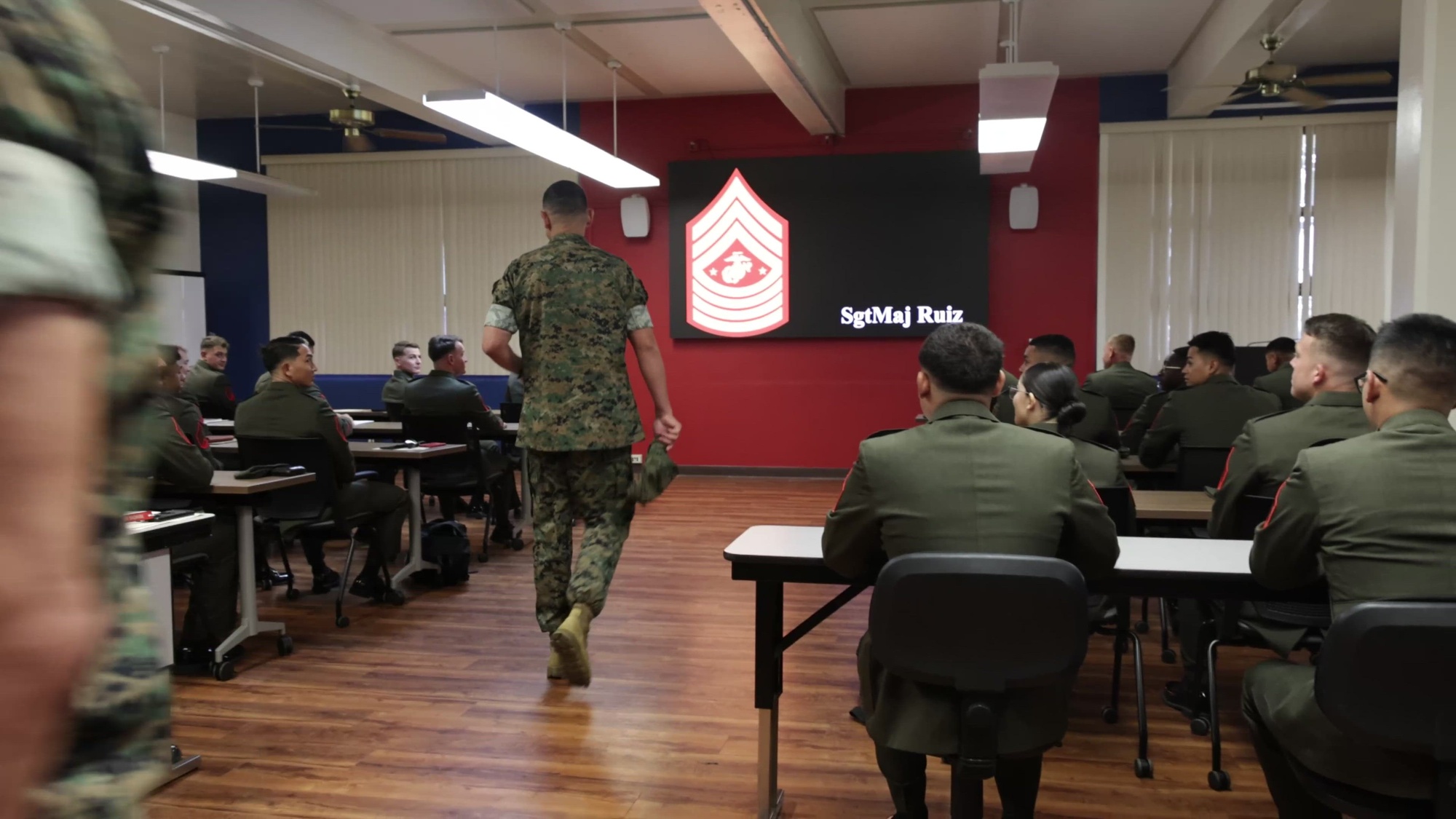 U.S. Marine Corps Sgt. Maj. Carlos A. Ruiz, the 20th Sergeant Major of the Marine Corps, visits Marine Corps Base Hawaii (MCBH), June 23-24, 2025. During his visit, Ruiz met with leadership from MCBH, visited the College of Enlisted Military Education - Staff Noncommissioned Officer Academy, conducted a barracks walkthrough, toured the MCBH Individual Issue Facility (IIF), and spoke at an all-hands town hall. Ruiz visited MCBH to gain a better understanding of current operations. (U.S. Marine Corps video by Cpl. Dezmond Browning)