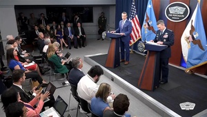 Hegseth, Caine Hold Press Briefing