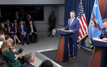 Hegseth, Caine Hold Press Briefing