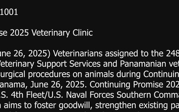 Continuing Promise 2025 Veterinary Clinic