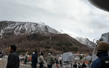 USS Bulkeley (DDG84) arrives in the port of Narvik, Norway.