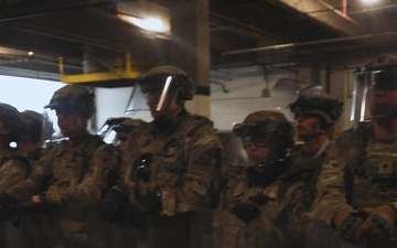 B-Roll: U.S. Marines guard federal building to assist California Army National Guard