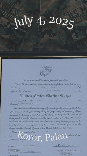 Lance Cpl. Flores Promotes During Koa Moana 2025