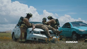 Kunsan AB First Responders engage in a Vehicle Extrication Exercise