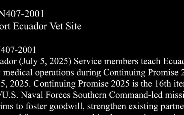 USNS Comfort Ecuador Vet Site