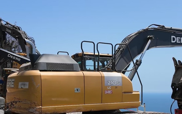 Timelapse of equipment reset on cliffside debris removal 1080p