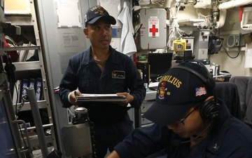 USS Milius conducts operations in the U.S. Central Command area of responsibility as part of the Carl Vinson Carrier Strike Group