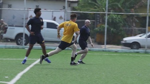 U.S. Navy, National Aeronaval Service of Panama play a soccer match