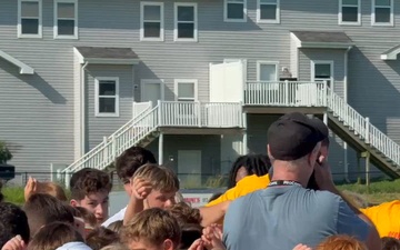 NFL Player Joins Military Kids to Get Moving