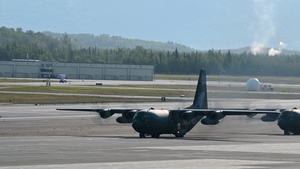 JASDF C-130s take off during Red Flag-Alaska 25-2