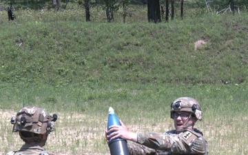 1-127th Infantry firing mortars at Fort McCoy WI.