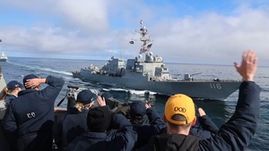 USS Bulkeley participates in at sea maneuvering during exercise Formidable Shield (FS) 2025